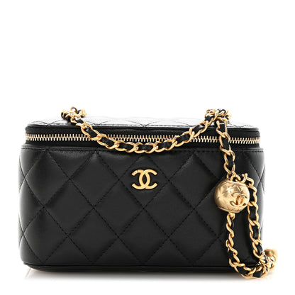 Chanel Lambskin Quilted Pearl Crush Small Vanity Case With Chain Black 1 of 11