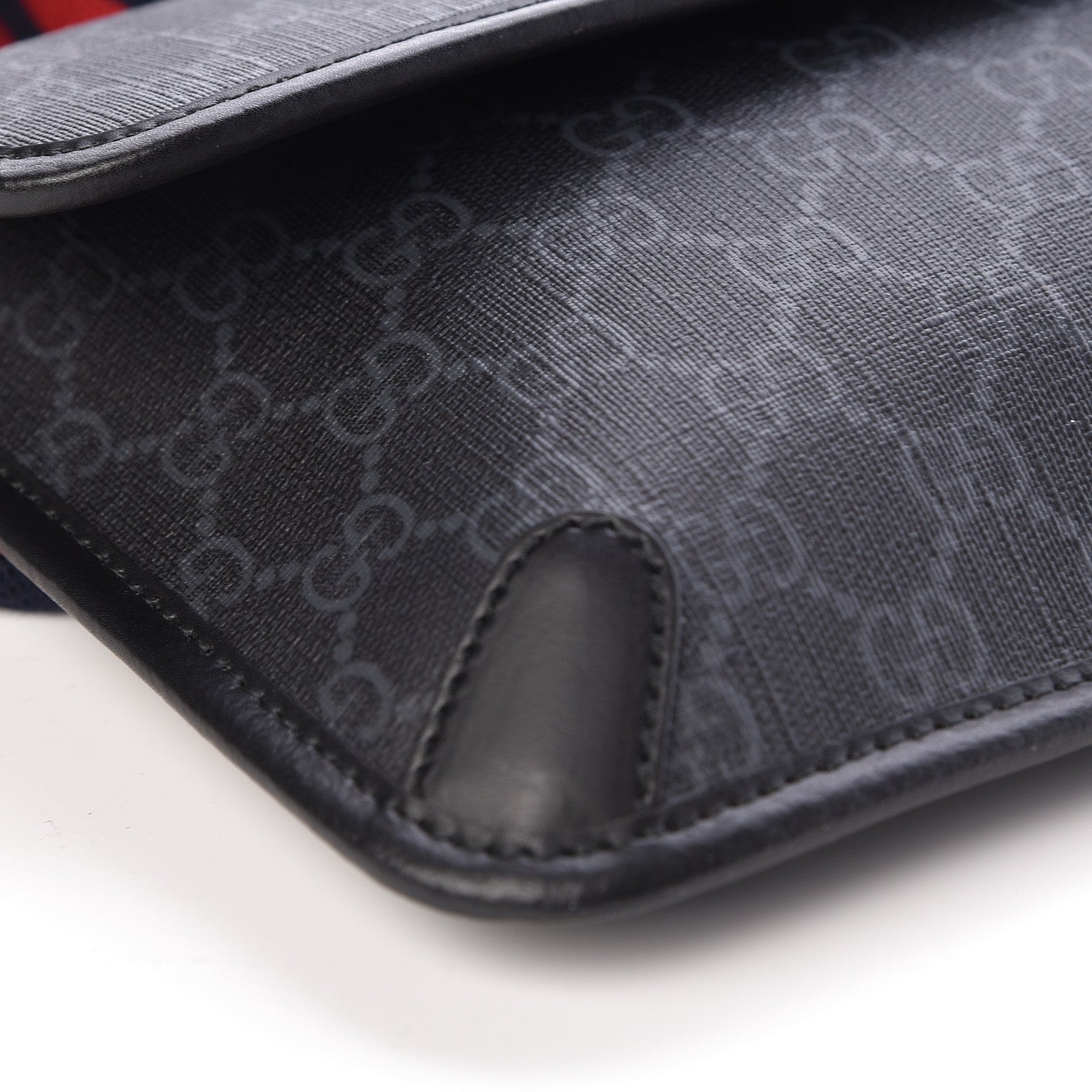 Gucci GG Supreme Monogram Web Slim Belt Bag Black Grey 9 of 10
