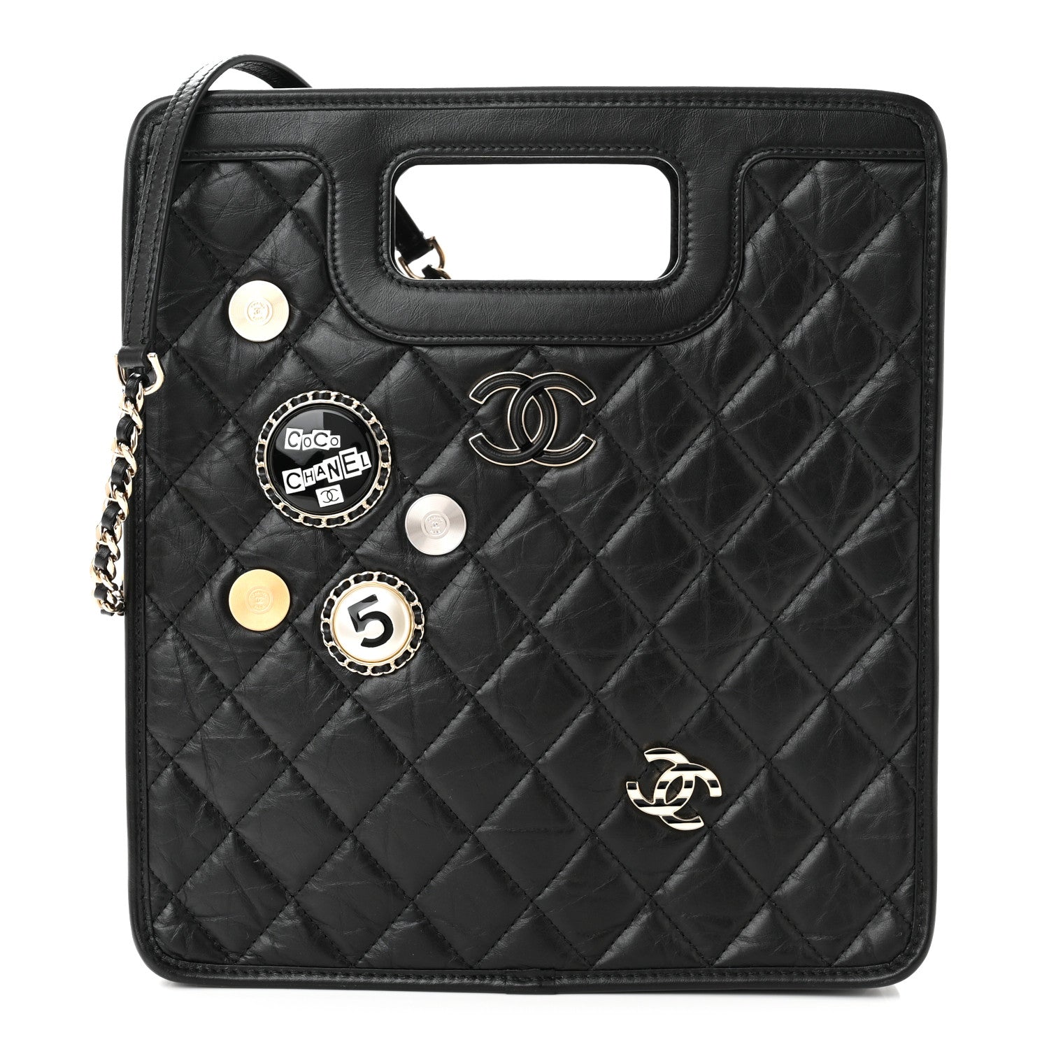 Chanel Aged Calfskin Small Charms Shopping Bag Black 1 of 11