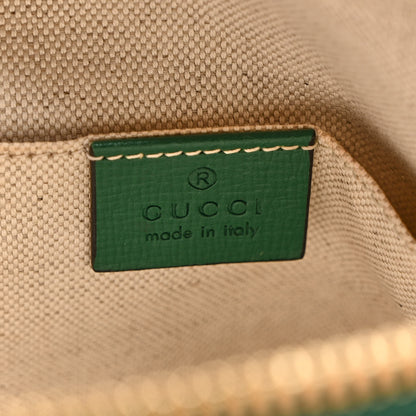 Gucci Straw Azalea Calfskin Woven Mini Horsebit 1955 Top Handle Bag  Emerald 6 of 13