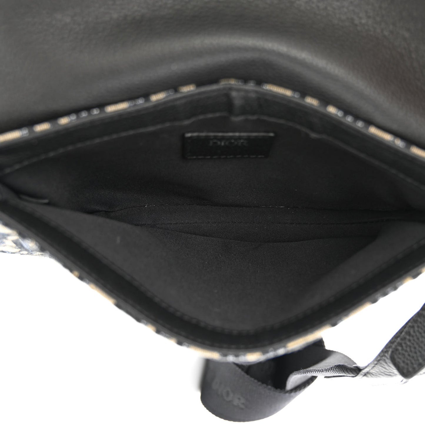 Oblique Saddle Messenger Pouch Beige Black