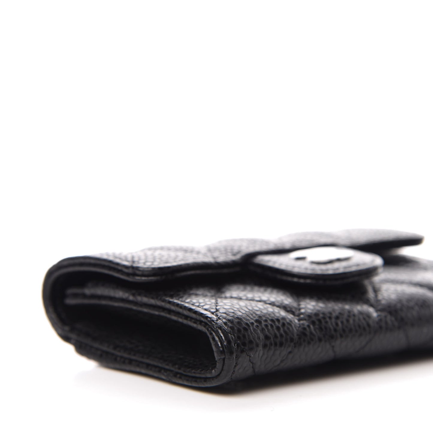 Caviar Quilted Flap Card Holder Black