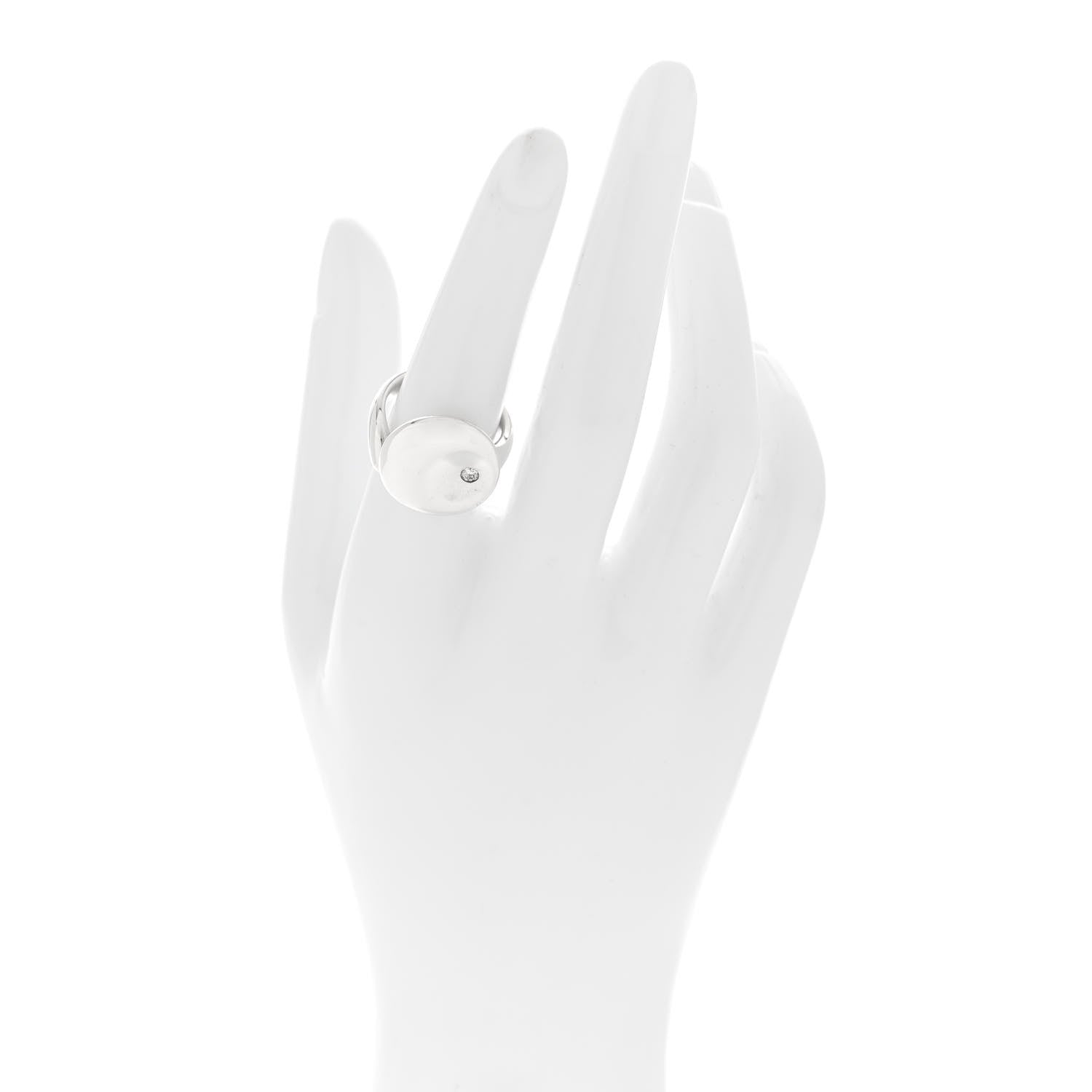 Tiffany Sterling Silver Diamond Elsa Peretti Round Ring 53 6.5 2 of 4