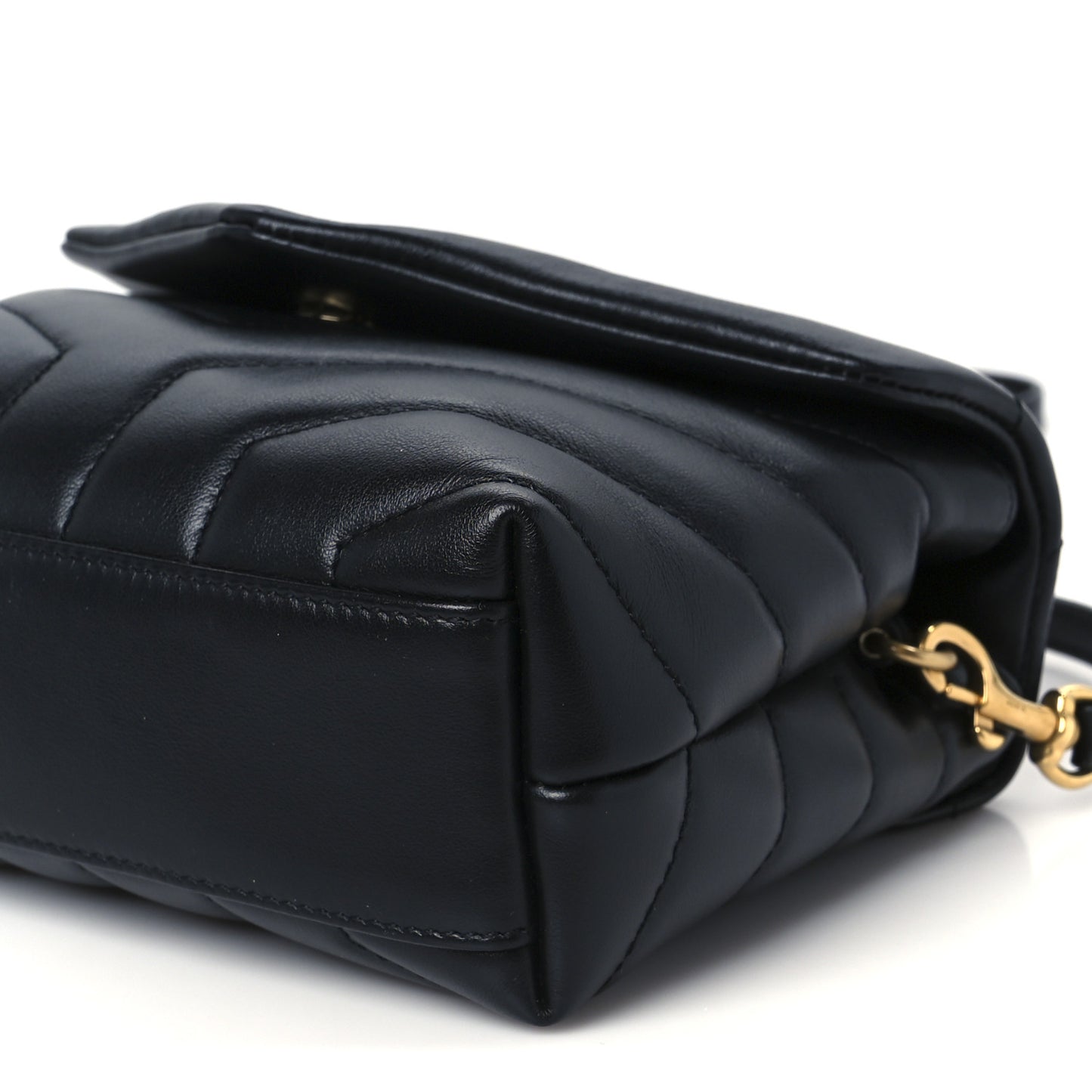 Calfskin Y Quilted Monogram Toy Loulou Crossbody Bag Black