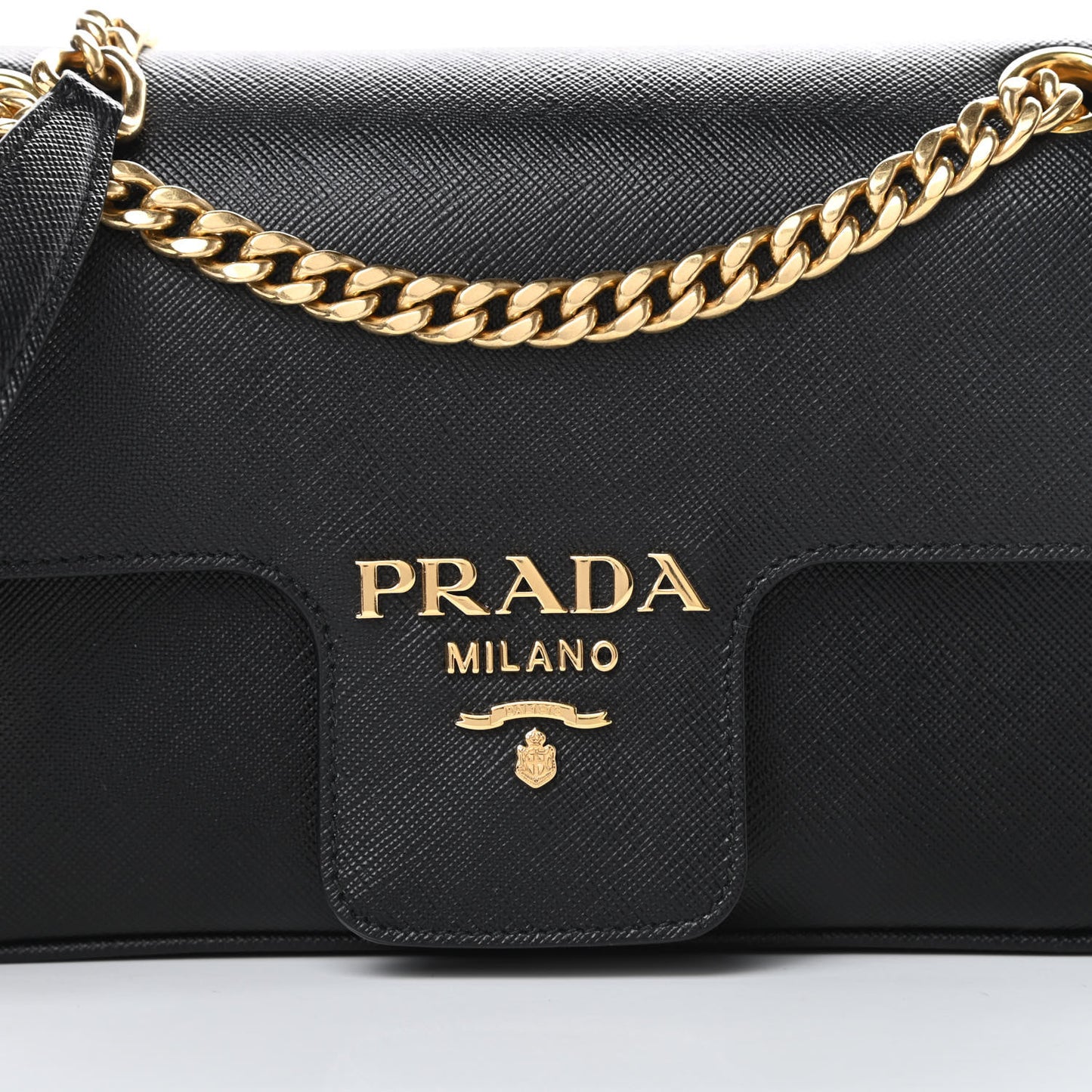 Saffiano Flap Shoulder Bag Black