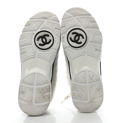 Chanel Velour Tweed CC Sneakers 39 White 5 of 12