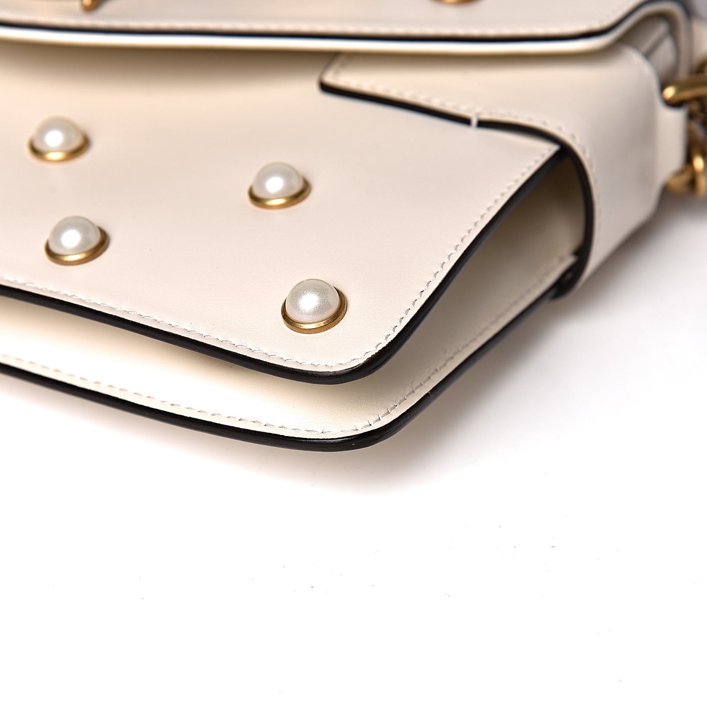 Nappa Pearl Studded Mini Queen Margaret Broadway Shoulder Bag Mystic White