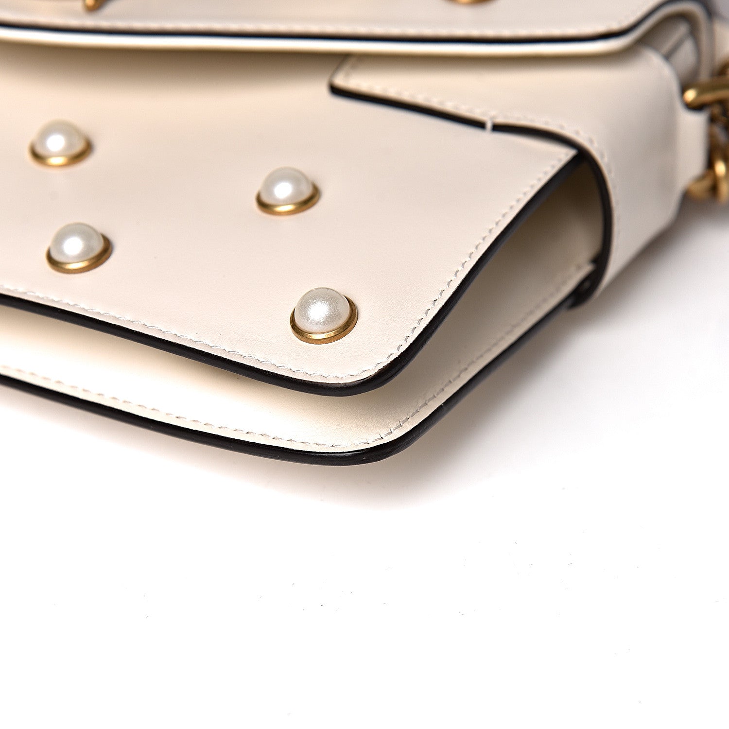 Gucci Nappa Pearl Studded Mini Queen Margaret Broadway Shoulder Bag Mystic White 9 of 10