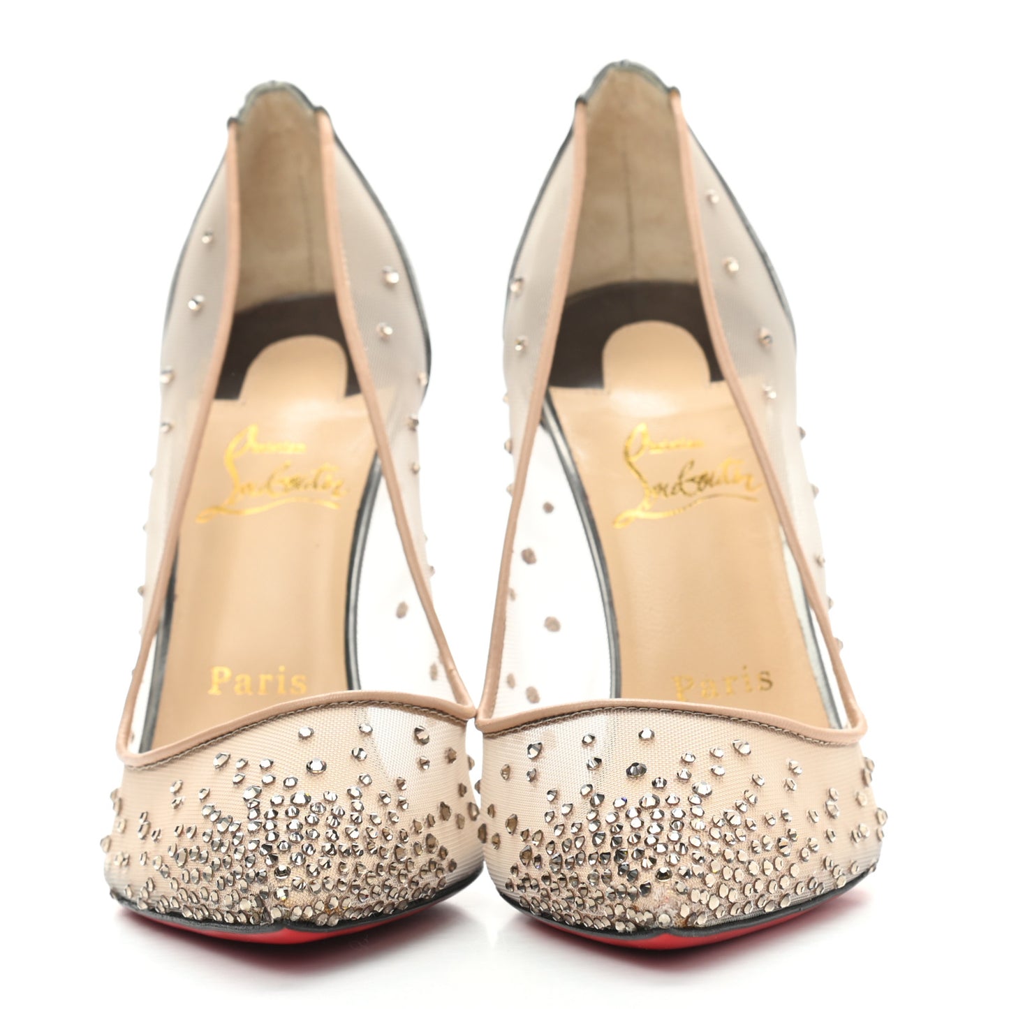 Rete Specchio Crystal Strass Follies 100 Pumps 38.5 Silver