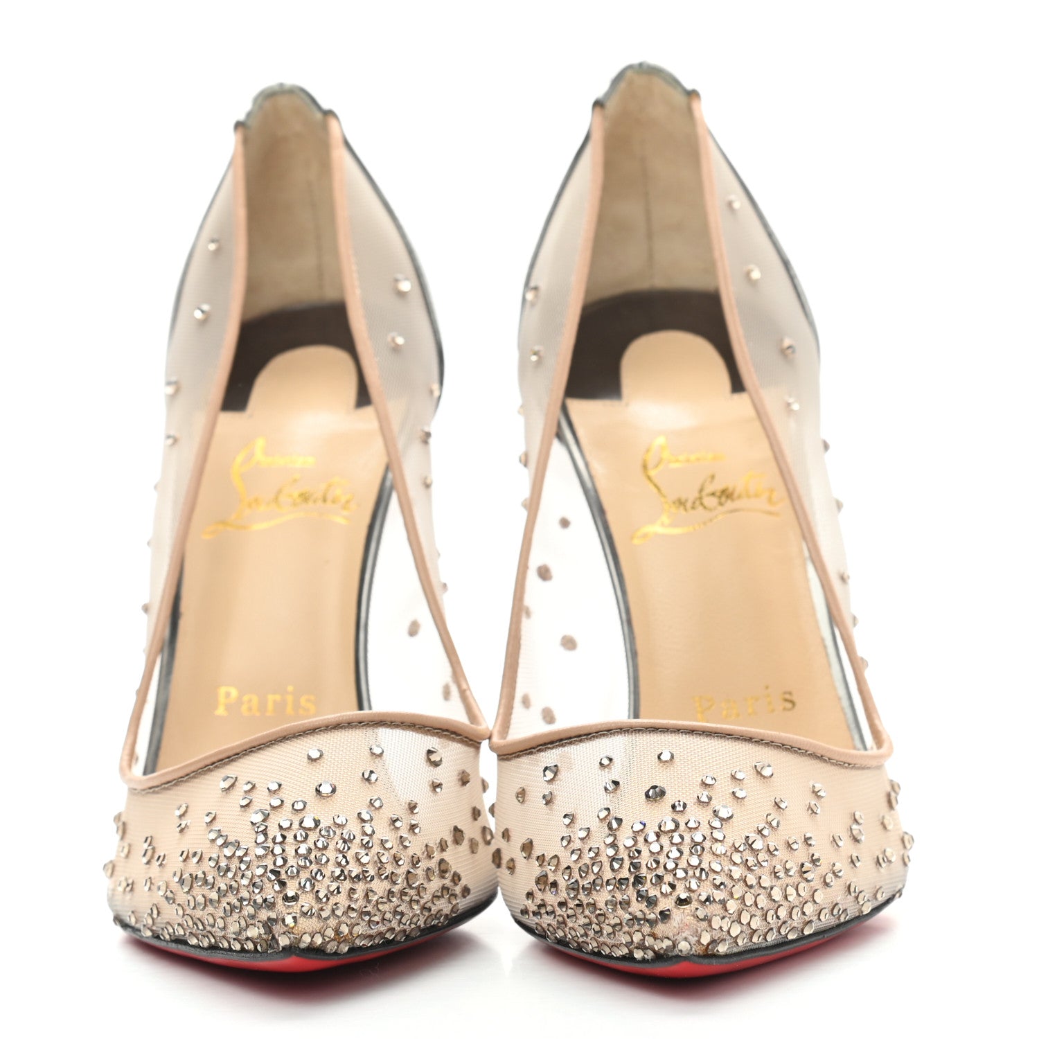 Christian Louboutin Rete Specchio Crystal Strass Follies 100 Pumps 38.5 Silver 2 of 17