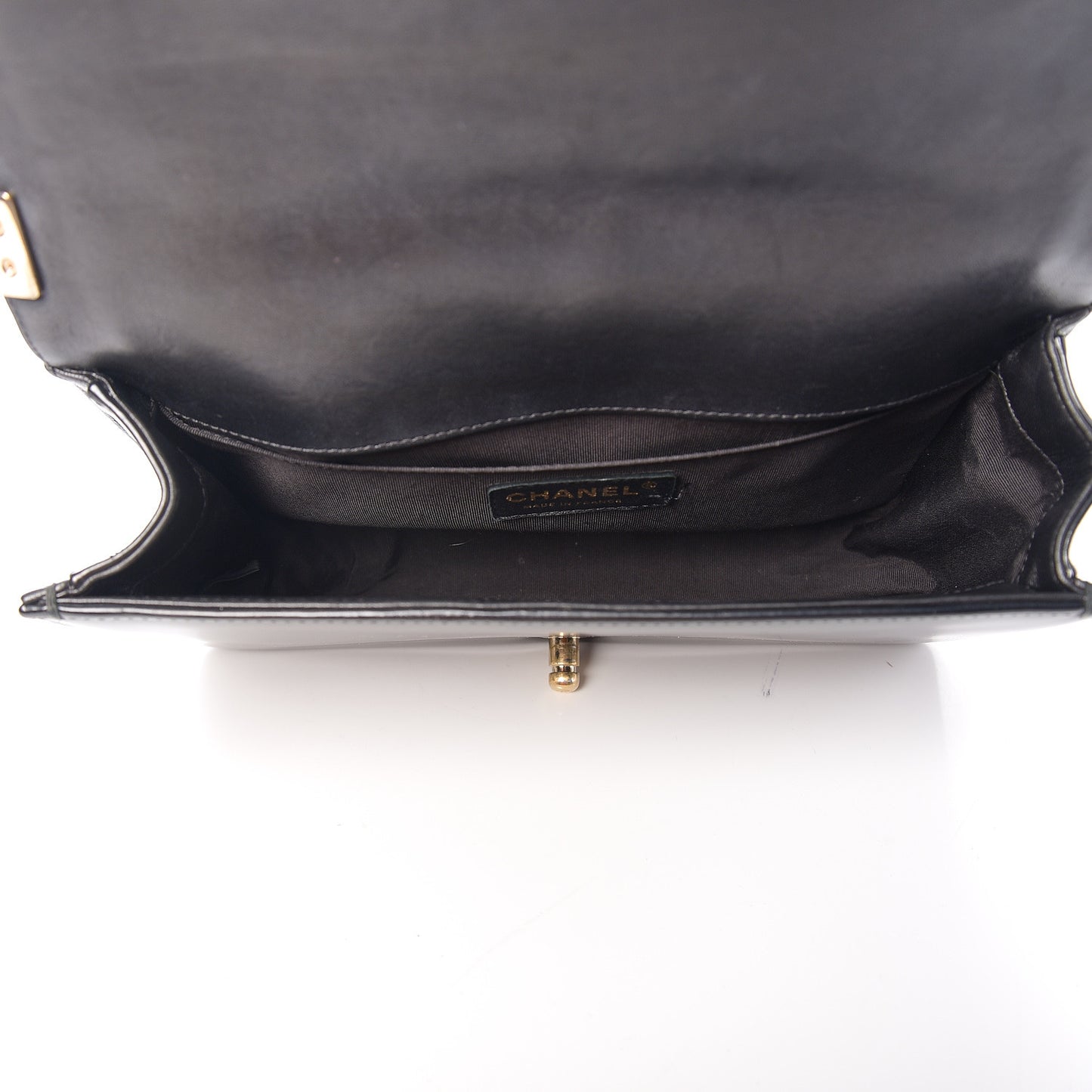 Glazed Calfskin Quilted New Medium Boy Flap Black