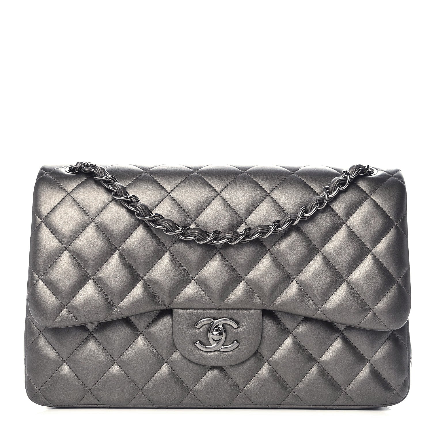 Chanel Metallic Lambskin Quilted Jumbo Double Flap Bronze 1 of 10