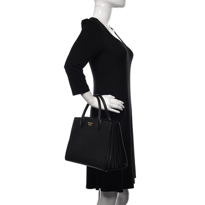 Prada Saffiano City Calfskin Medium Bibliothèque Top Handle Black 2 of 11