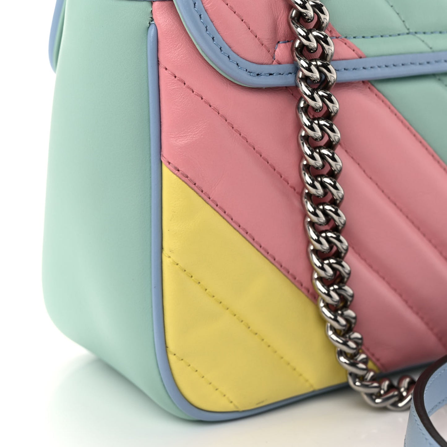 Calfskin Matelasse Diagonal Small GG Marmont Shoulder Bag Multicolor Pastel