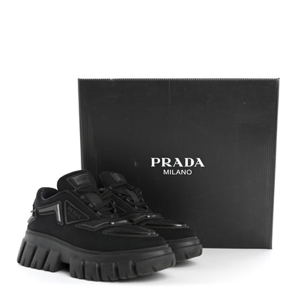 Prada Rubber Technical Knit Fabric Triangle Logo Evolution 55mm Sneakers 35.5 Black 10 of 10