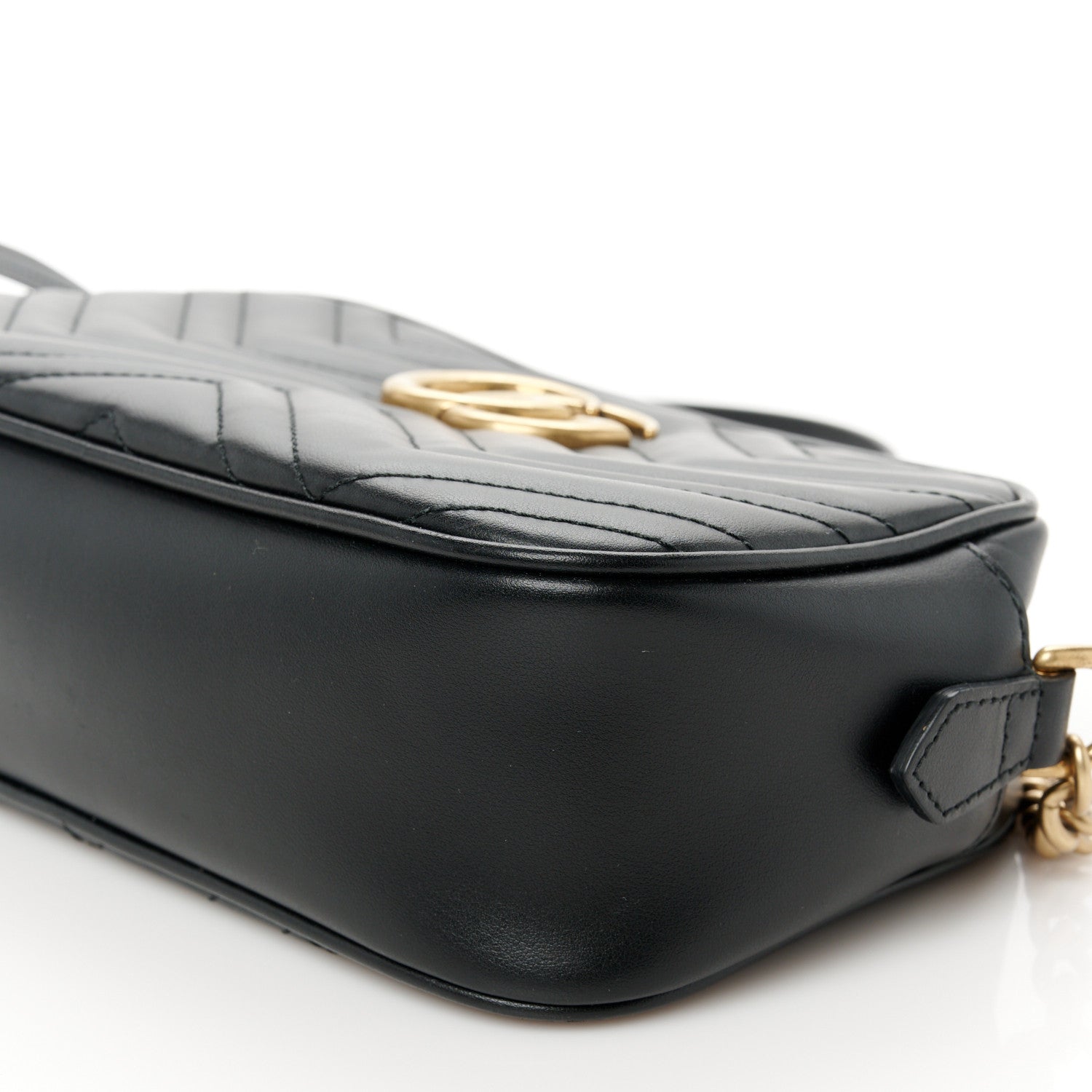Gucci Calfskin Matelasse Small GG Marmont Chain Shoulder Bag Black 10 of 10