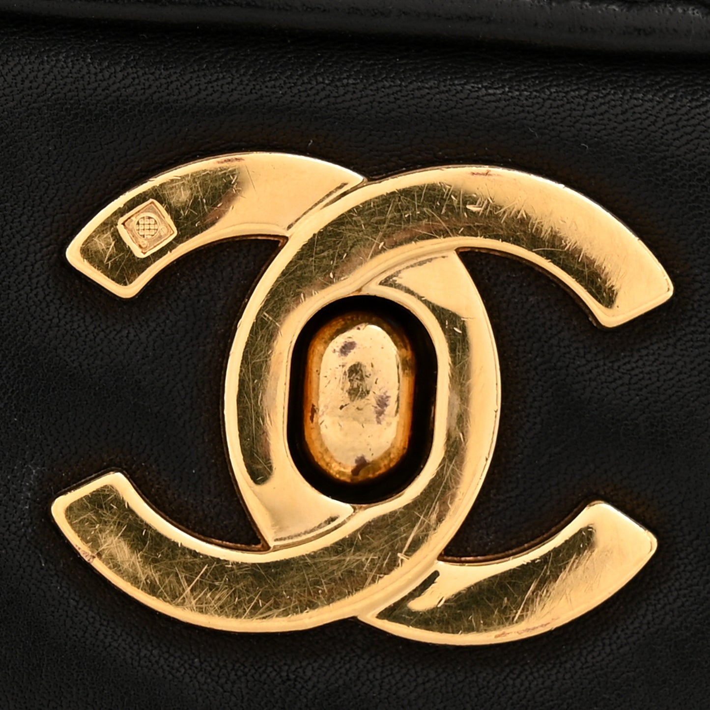 Lambskin Stitched Chocolate Bar Single Flap Black