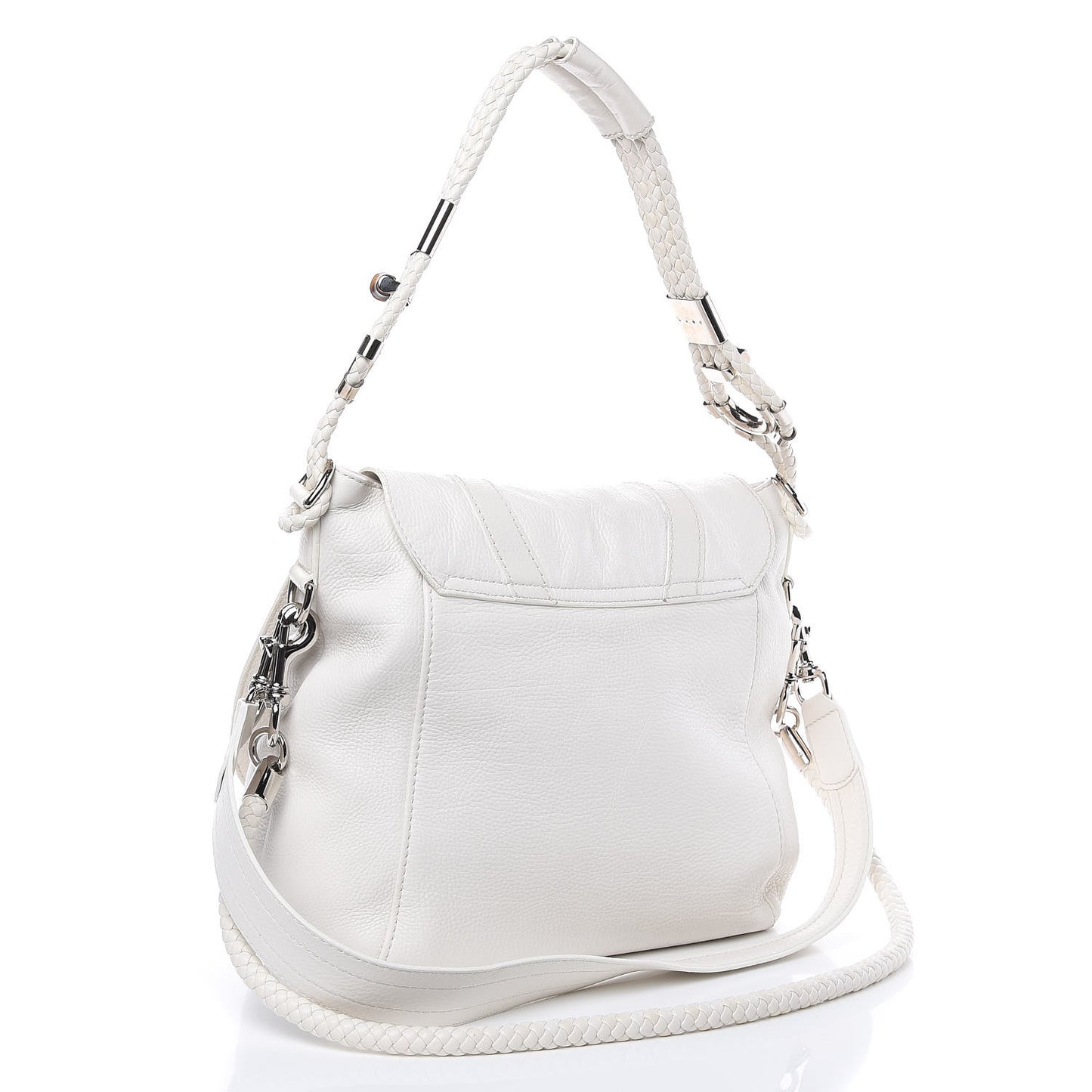 Calfskin Techno Horsebit Large Flap White