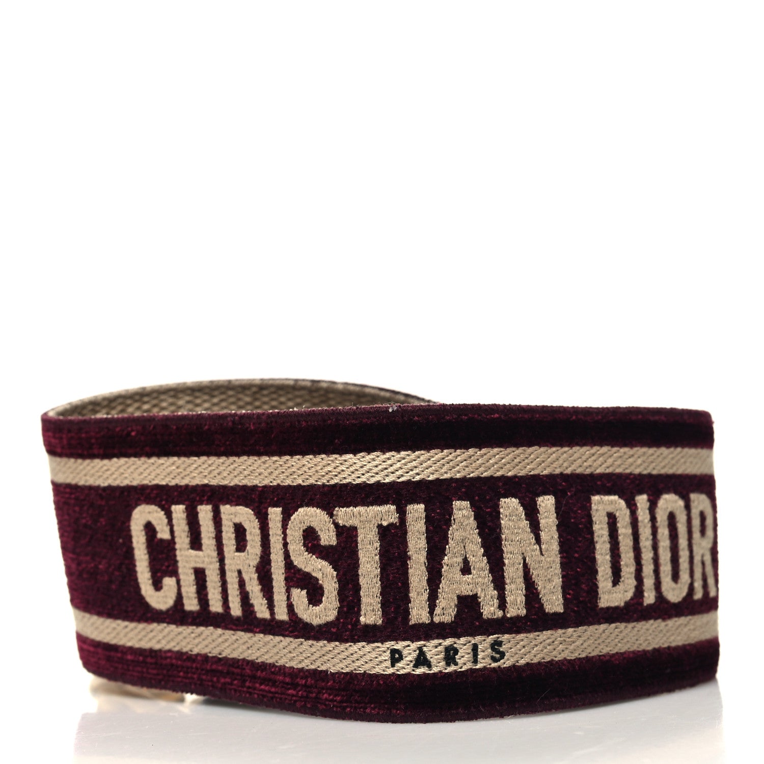 Christian Dior Canvas Velvet Embroidered Shoulder Strap Bordeaux 2 of 4