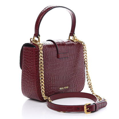 Miu Miu Crocodile Print Calfskin Top Handle Bag Rubino 2 of 8