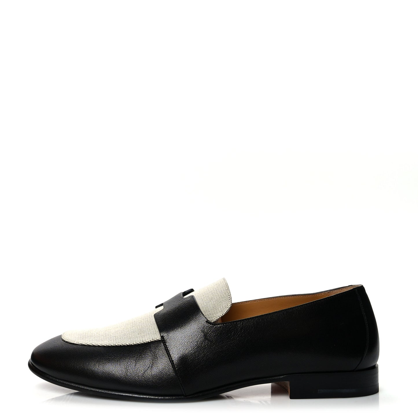 Goatskin Canvas Mens Ancora Moccasin Loafers 43.5 Black Prunoir
