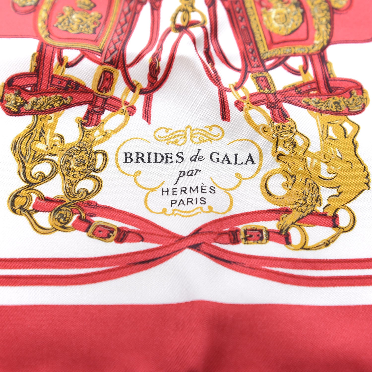 Hermes Silk Brides de Gala Nano Scarf 20 Rouge White Or 3 of 4