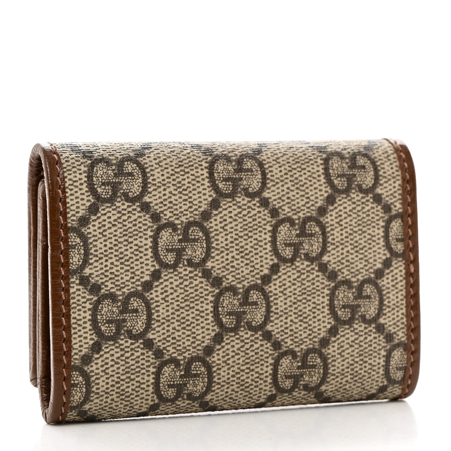 GG Supreme Monogram Horsebit 1955 6 Key Holder Case Beige Ebony Brown Sugar
