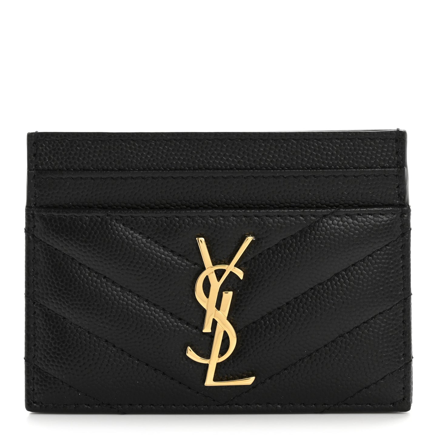 Grain De Poudre Matelasse Chevron Monogram Credit Card Case Black
