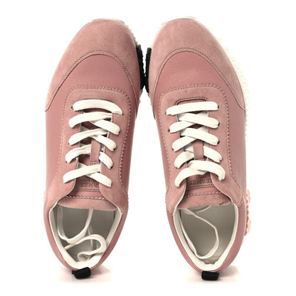 Hermes Sport Goatskin Suede Goatskin Bouncing Sneakers 38 Rose Aquarelle 2 of 10