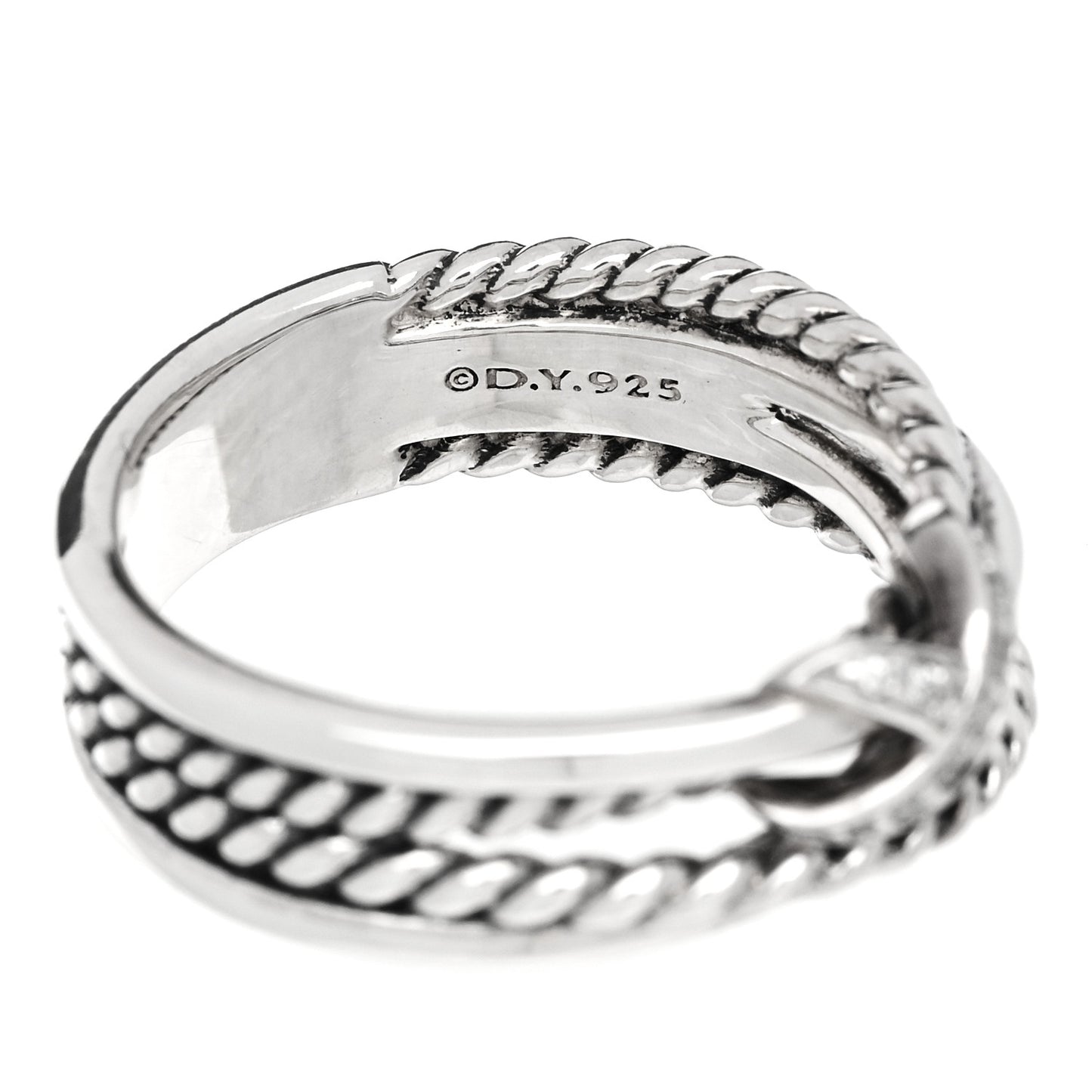 Sterling Silver Diamond X Crossover Ring 52 6