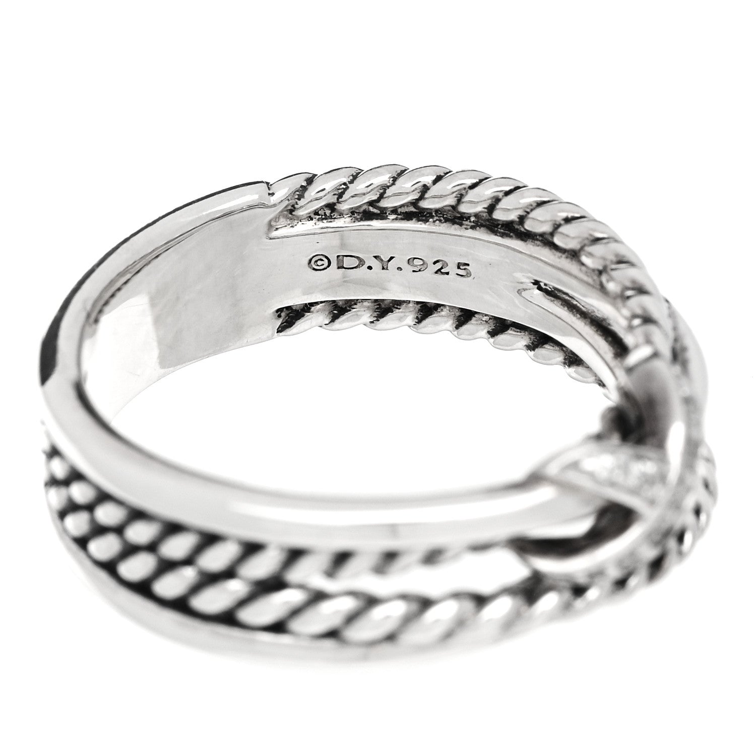 David Yurman Sterling Silver Diamond X Crossover Ring 52 6 4 of 4