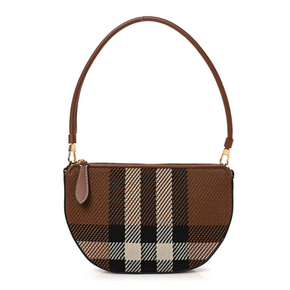 Burberry Canvas Calfskin Check Knitted Small Olympia Birch Brown 1 of 9