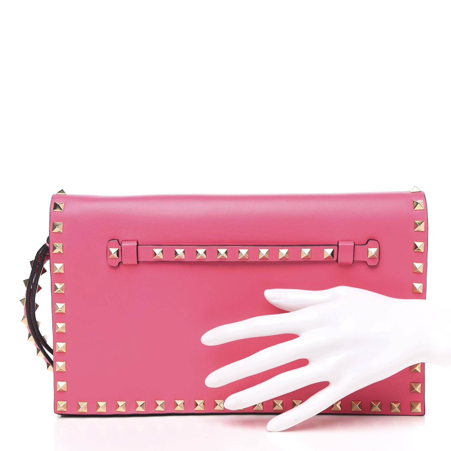 Valentino Garavani Nappa Rockstud Wristlet Clutch Fuxia Fluo 2 of 12