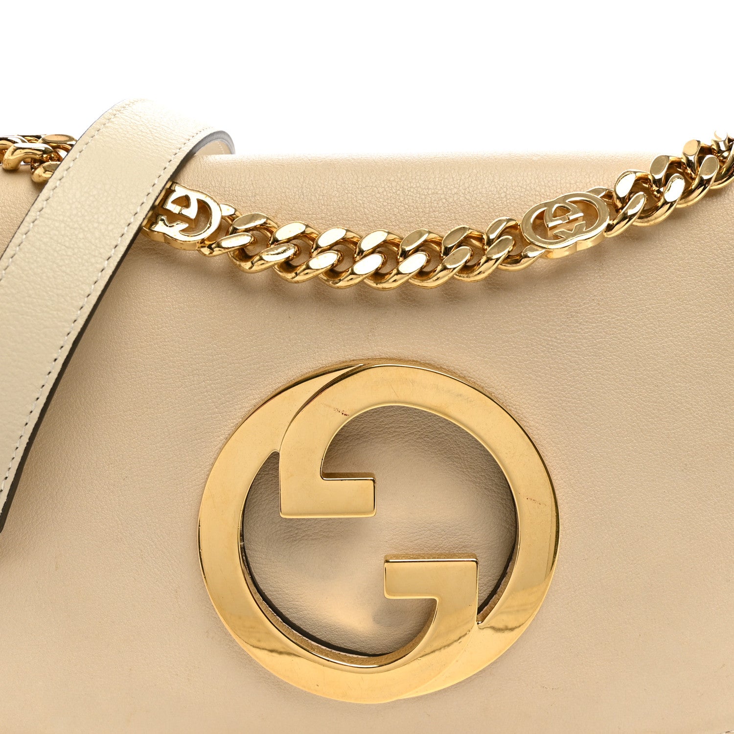 Gucci Roxy Calfskin Blondie Chain Shoulder Flap Bag Mystic White 8 of 11