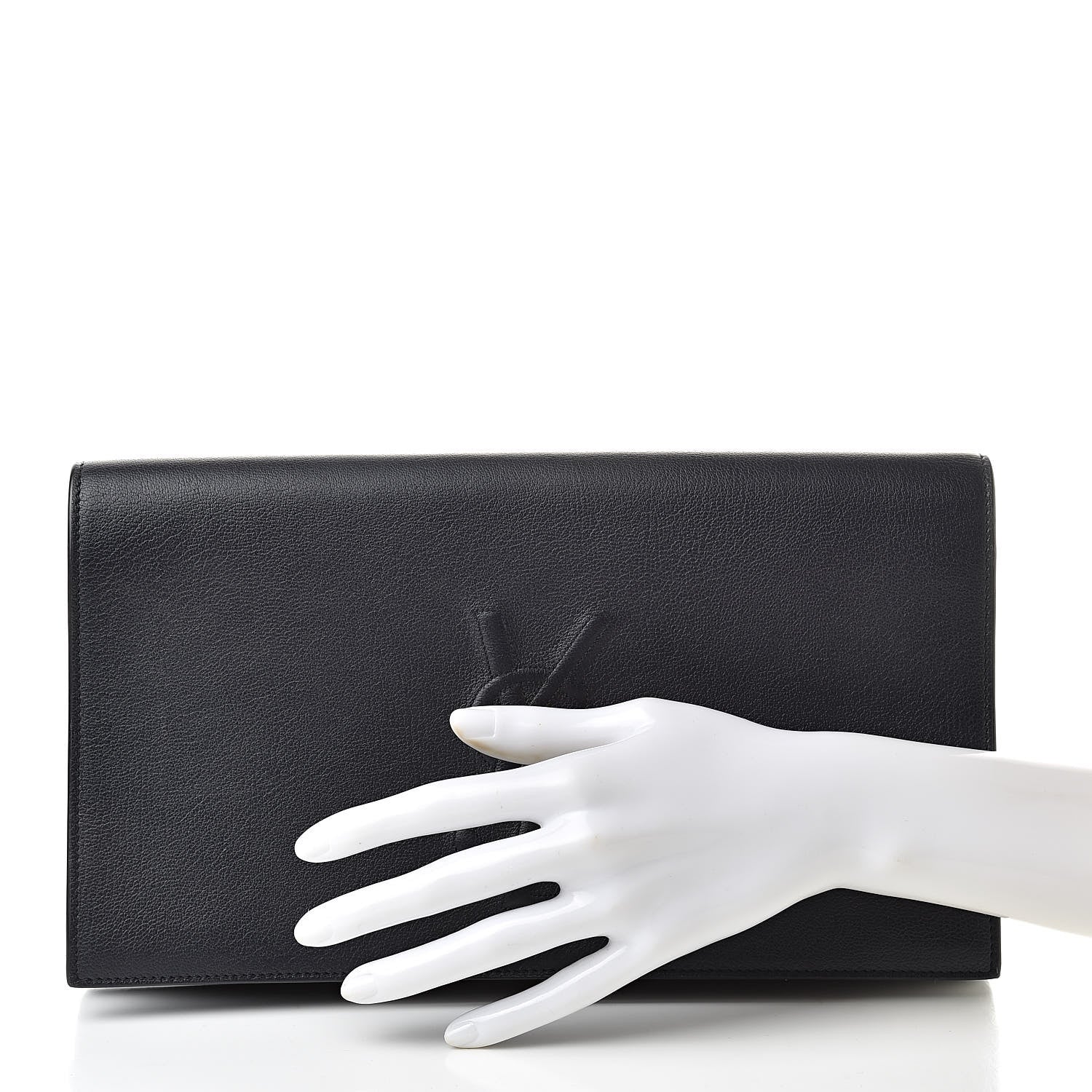 Saint Laurent Calfskin Monogram Large Belle De Jour Clutch Navy 2 of 8