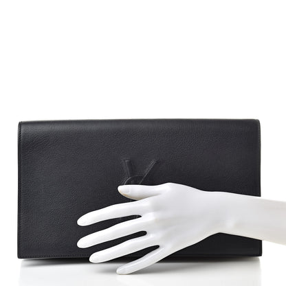 Saint Laurent Calfskin Monogram Large Belle De Jour Clutch Navy 2 of 8
