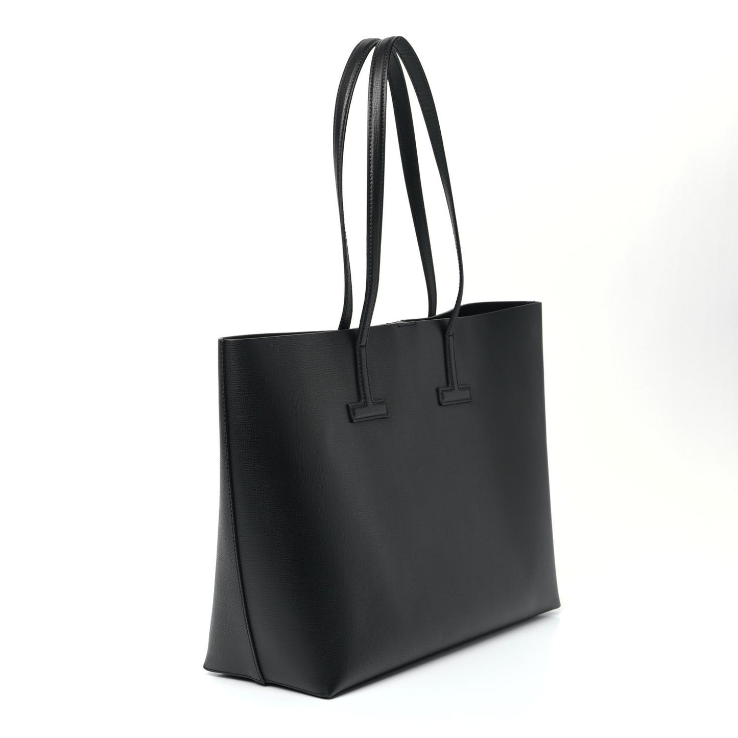 Grained Calfskin Small T Tote Black