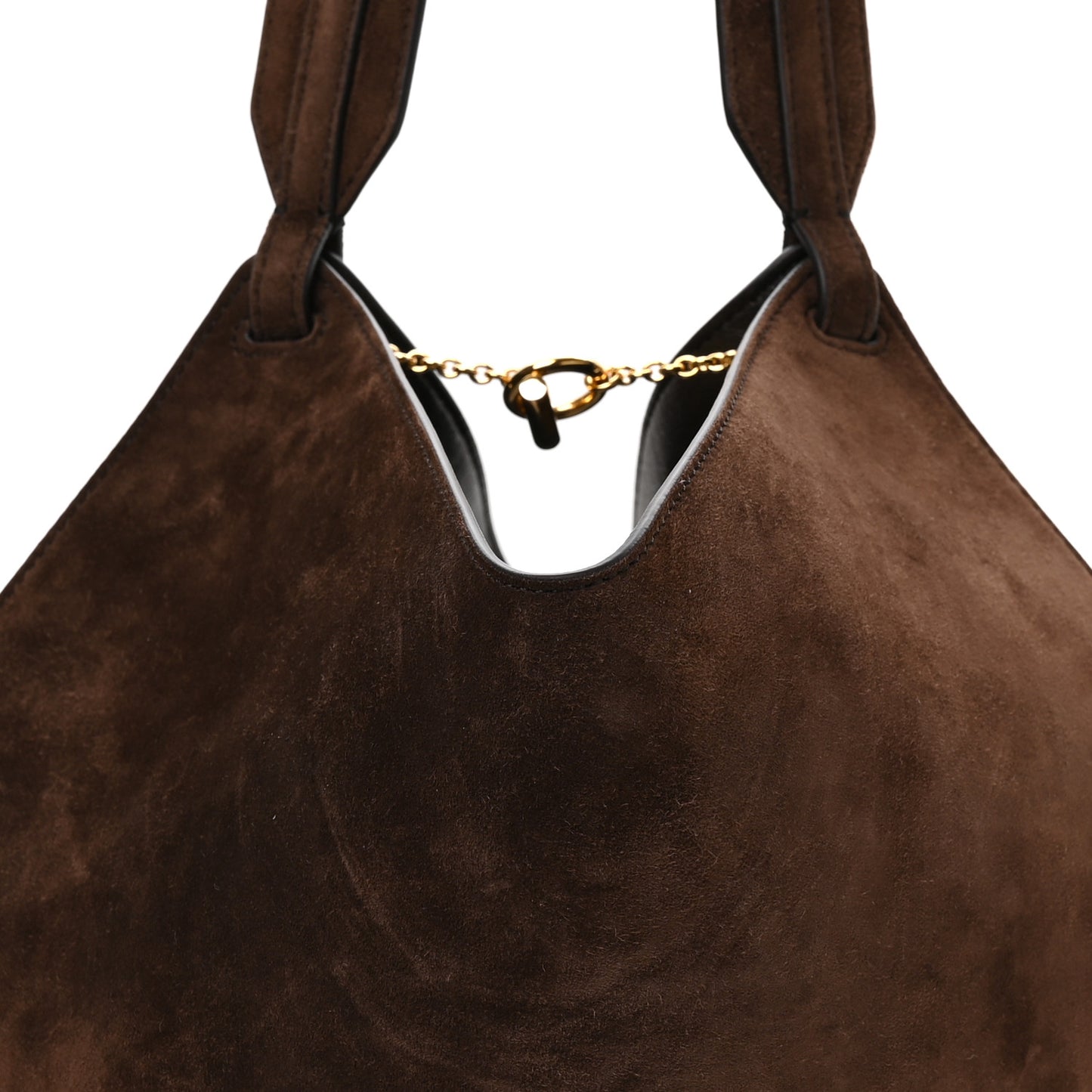 Suede Calfskin Mini Lotus Tote  Dark Brown