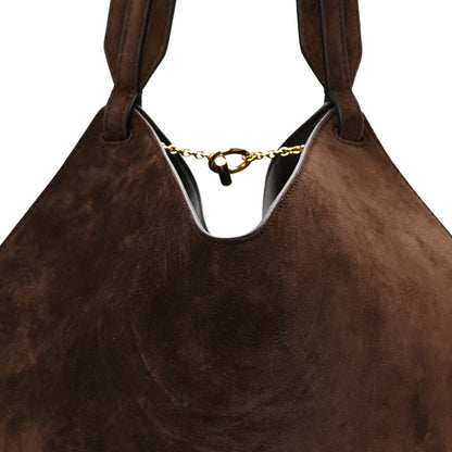 Khaite Suede Calfskin Mini Lotus Tote  Dark Brown 7 of 9