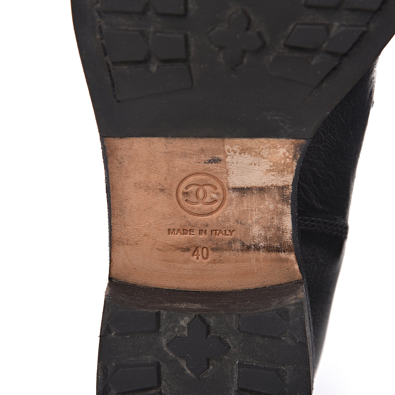 Chanel Sheepskin Quilted CC Tall Lace Up Combat Boots 40 Black 8 of 9