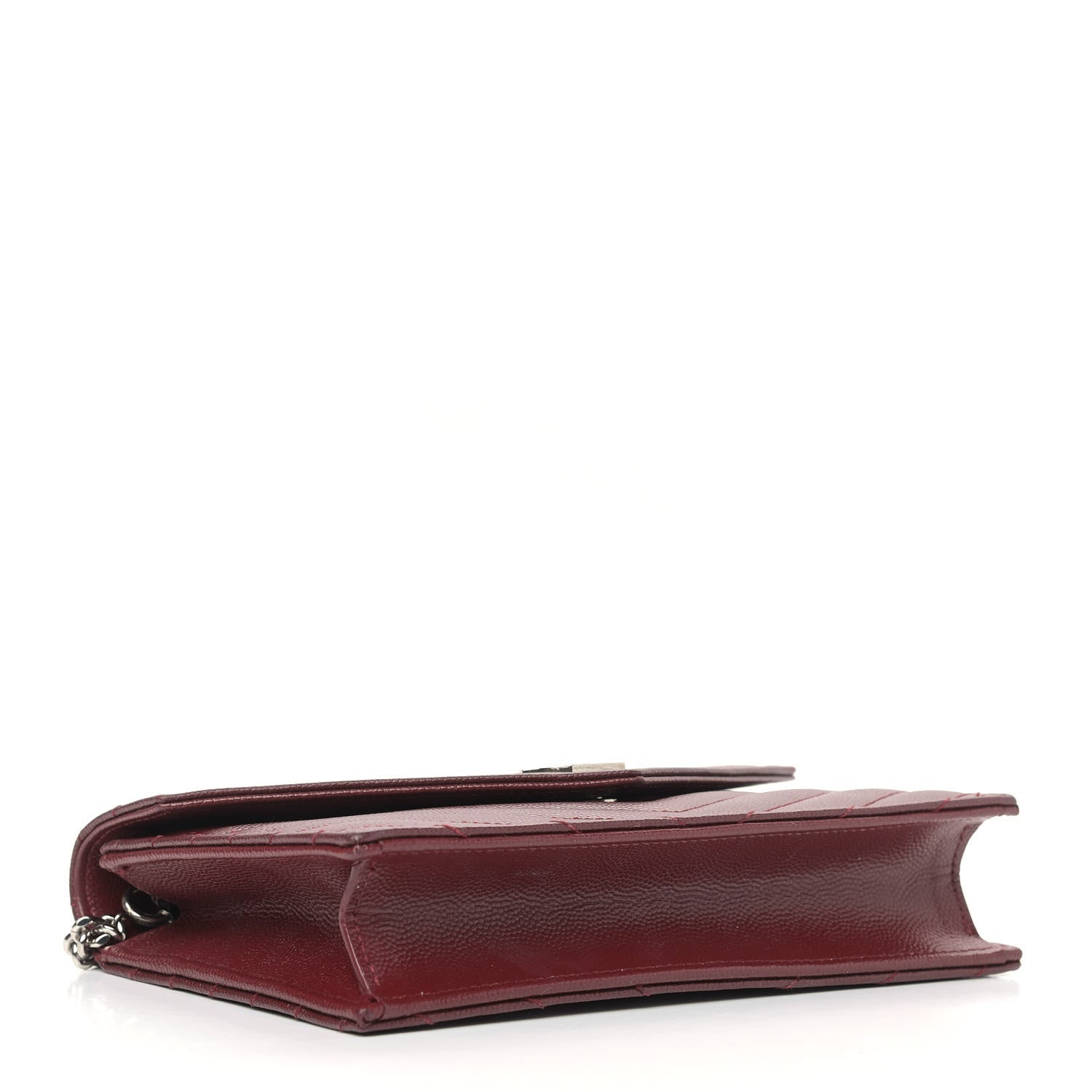 Saint Laurent Grain De Poudre Matelasse Chevron Monogram Envelope Chain Wallet Palissandre 3 of 7
