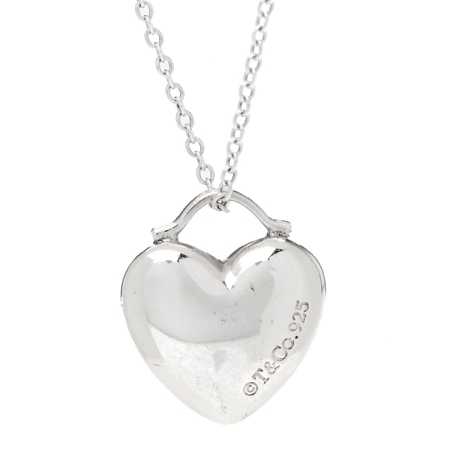 Tiffany Sterling Silver Puffy Heart Pendant Necklace 4 of 7