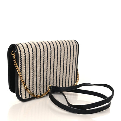 Saint Laurent Canvas Striped Phone Holder Crossbody Beige Black 3 of 8