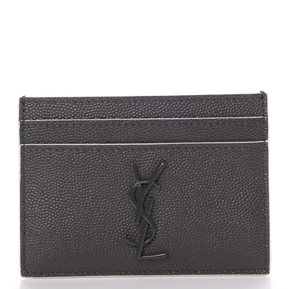 Saint Laurent Grain De Poudre Monogram Credit Card Case Grey 1 of 8