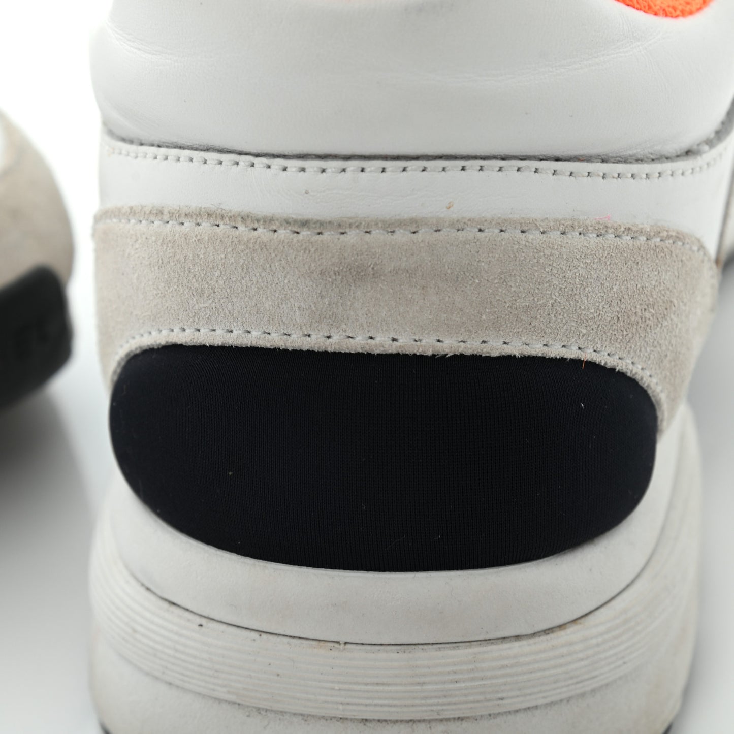 Nylon Calfskin Suede CC Womens Sneakers 37 White Orange
