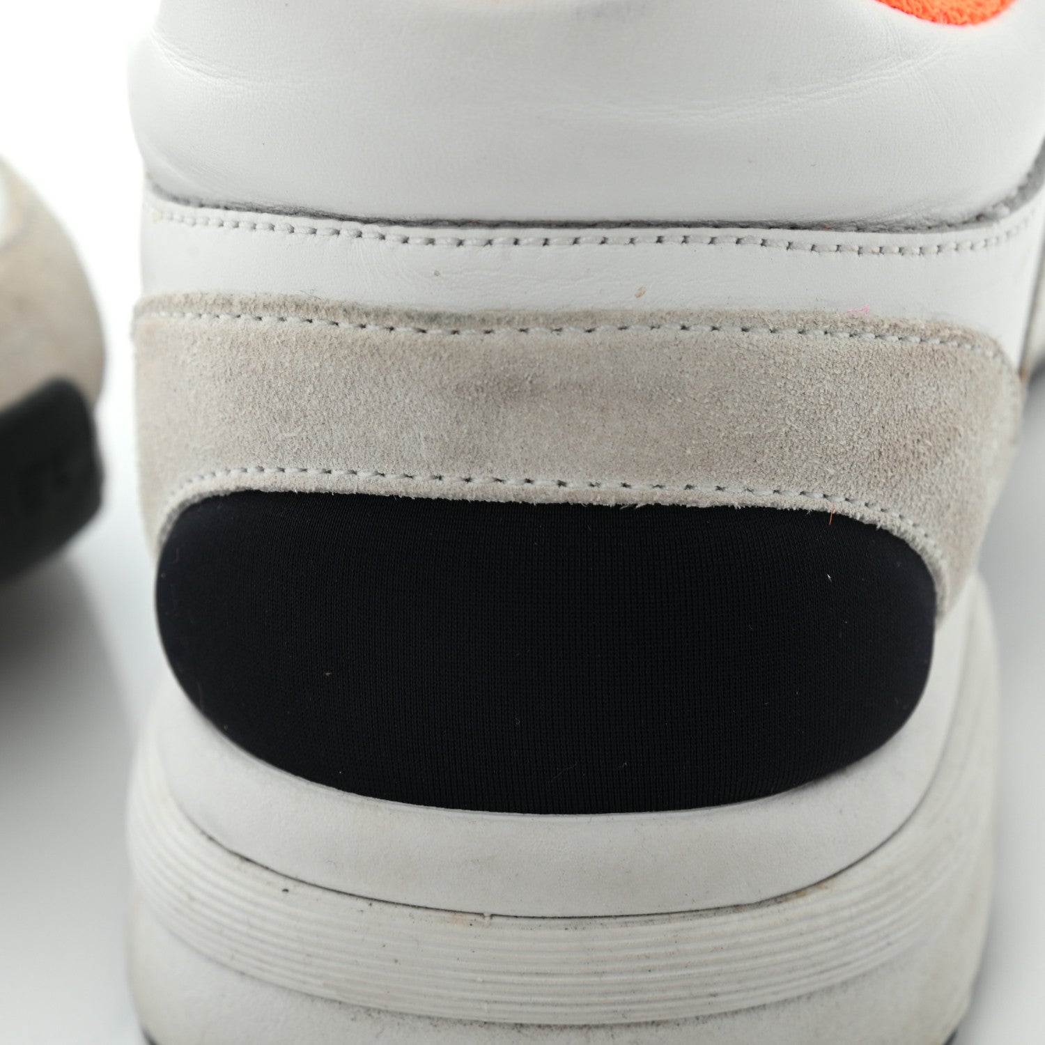 Chanel Nylon Calfskin Suede CC Womens Sneakers 37 White Orange 23 of 25