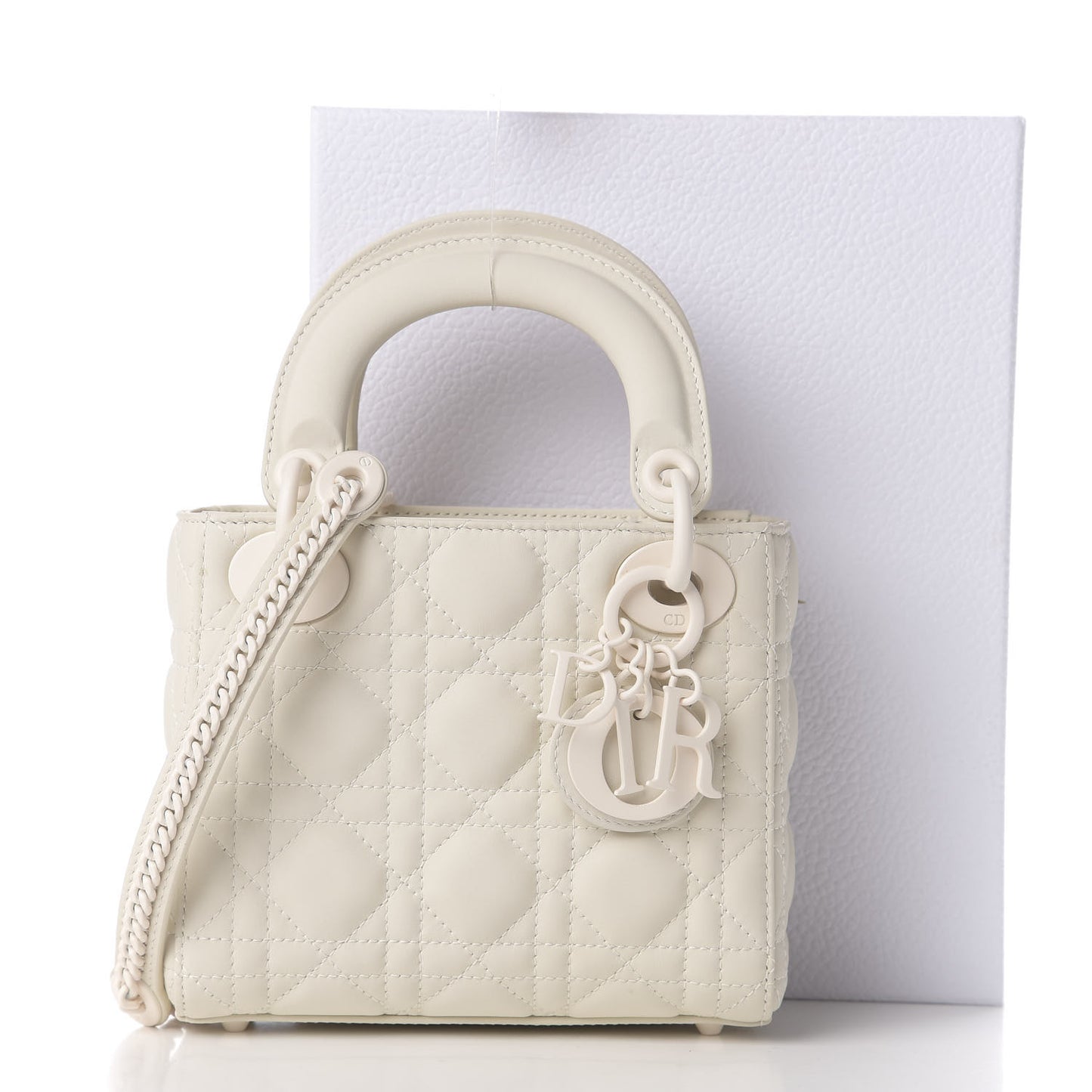 Ultra Matte Calfskin Cannage Mini Lady Dior White