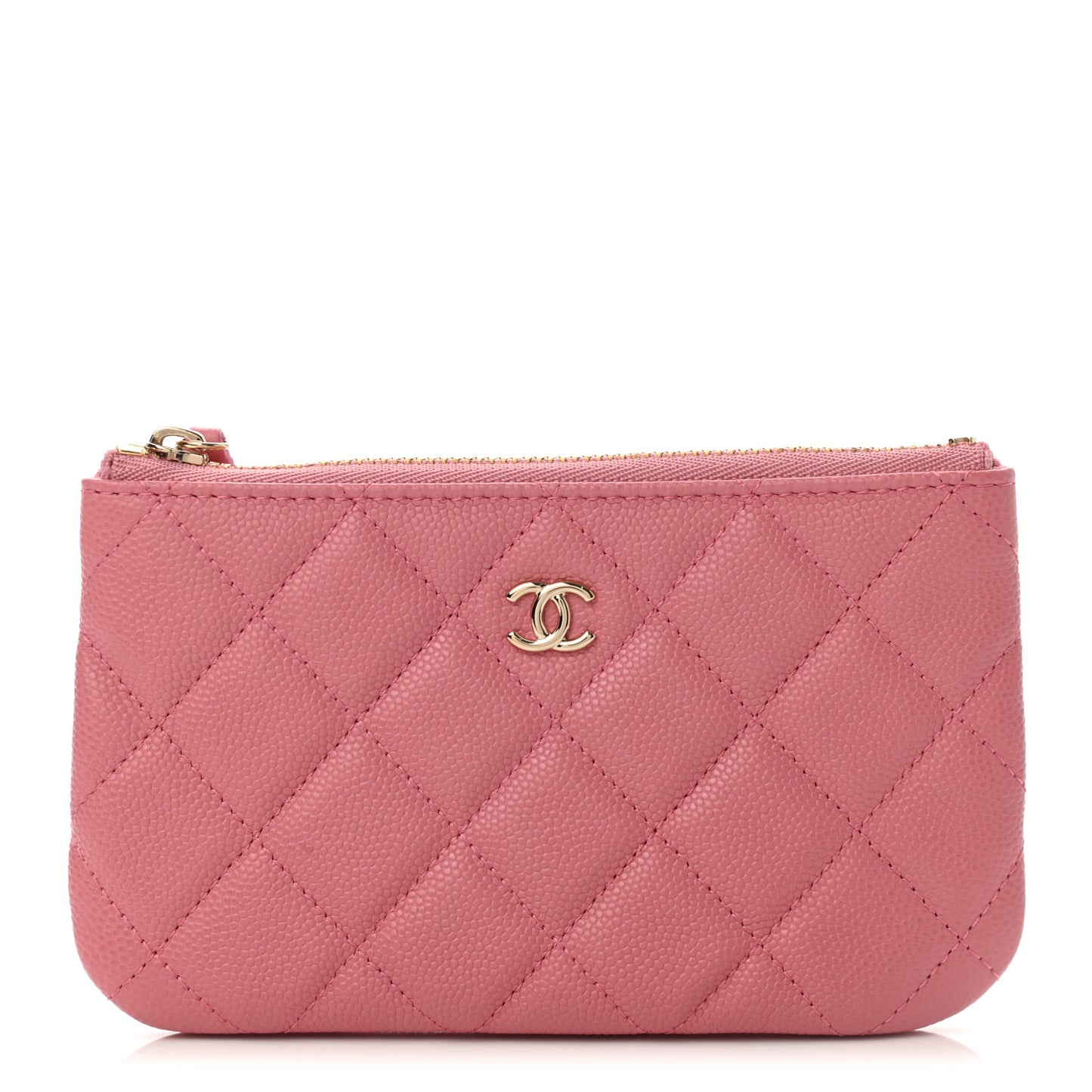 Caviar Quilted Small Cosmetic Case Dark Pink