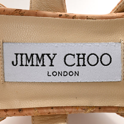 Jimmy Choo Laser Striped Cork Alanah 105 Wedge 38 Natural 6 of 8