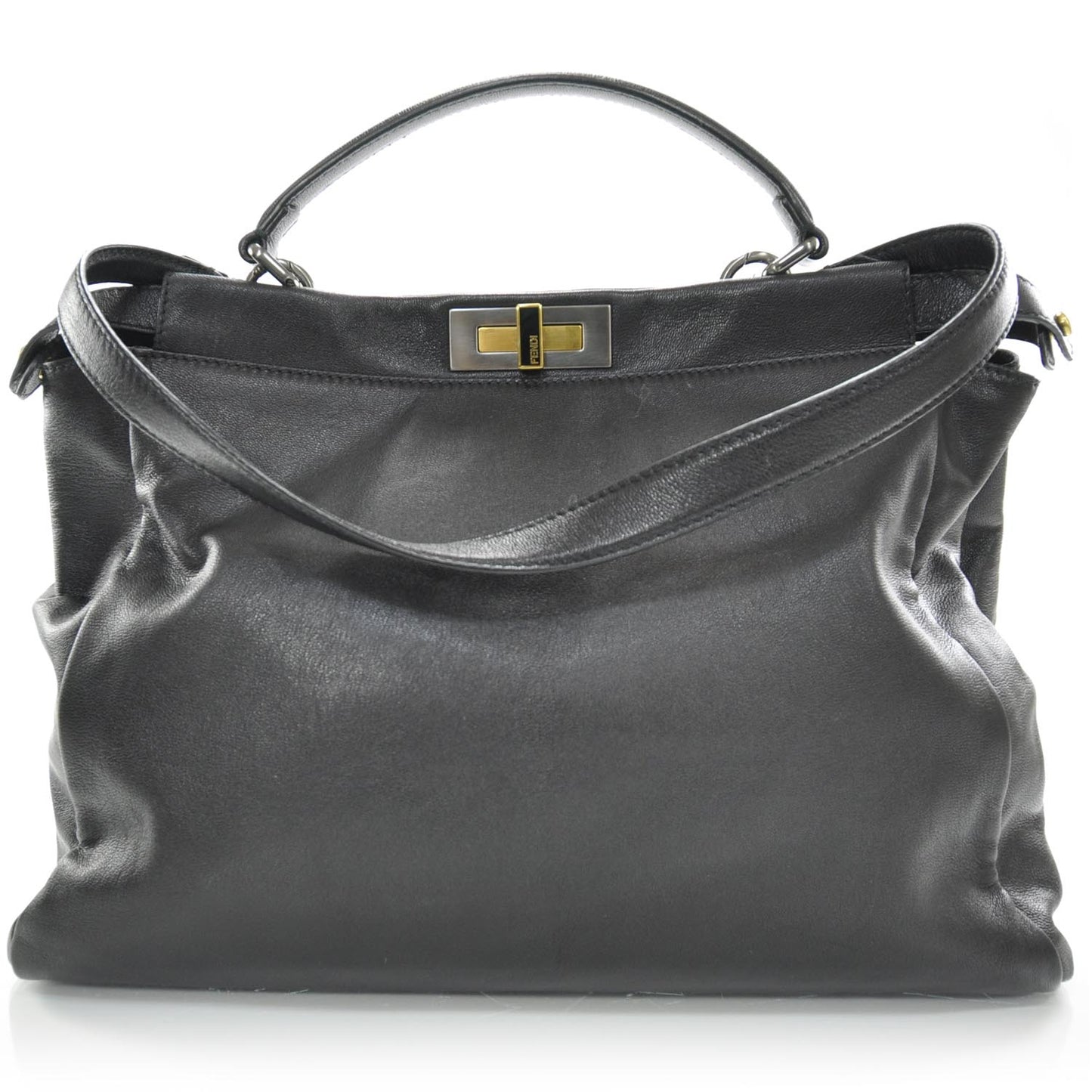 Goatskin Large Peekaboo Iconic Satchel Black